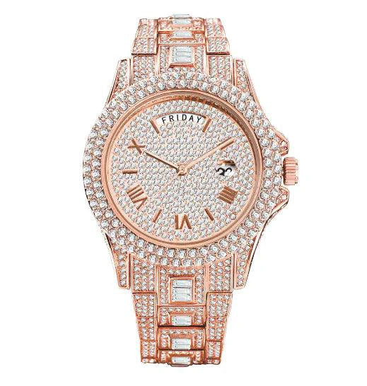 Mandotos Gentlemen's Gold Luxe Watch with a sleek gold-tone band and classic round dial, stylish and sophisticated men's timepiece.