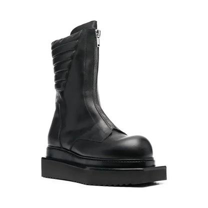 Genuine leather men's boots by Mandotos featuring a classic design with sturdy soles and ankle height for versatile style.