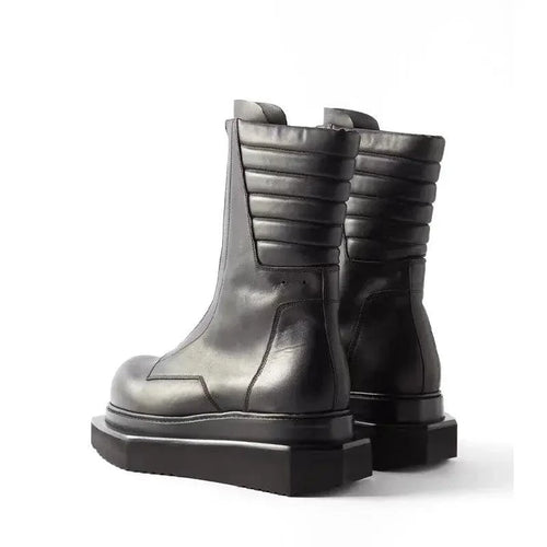 Genuine leather men's boots by MANDOTOS with lace-up design and sturdy sole, showcasing classic craftsmanship and stylish footwear.