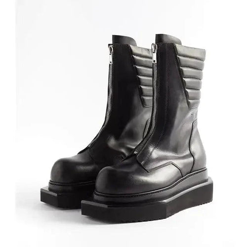 Genuine leather men's boots by MANDOTOS featuring classic lace-up design and sturdy sole for stylish, durable footwear.