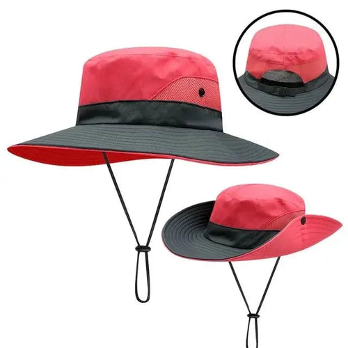 Girls' Ponytail UV Shield Sun Hat by MANDOTOS with wide brim and adjustable strap, designed to protect from sun while accommodating ponytails.