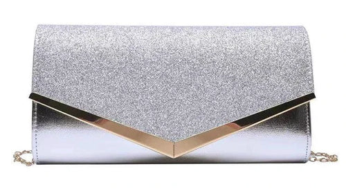 Mandotos Glitzy striped sequin satchel with shiny sequins and a stylish design, perfect for evening or special occasions.