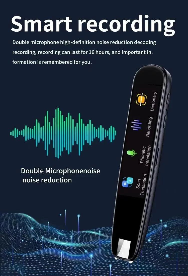 Mandotos Global Language Translator Pen with digital display and multiple language options for real-time translation.