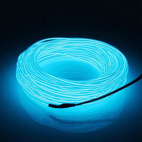 Mandotos glowing EL wire neon tube strings with controller, used for decorative lighting and vibrant visual effects.