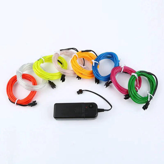 Mandotos glowing EL wire neon tube strings for decor with controller, vibrant light-up decorative lighting for parties and events.
