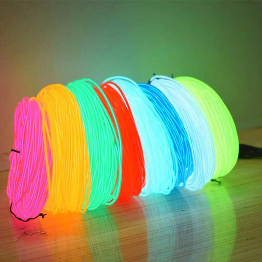 Mandotos glowing EL wire neon tube strings for décor with controller, flexible colorful lighting for parties and events