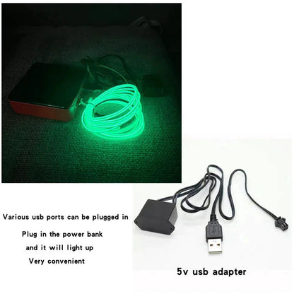 Mandotos glowing EL wire neon tube strings for decor with controller, illuminated flexible neon lighting for events and creative displays.