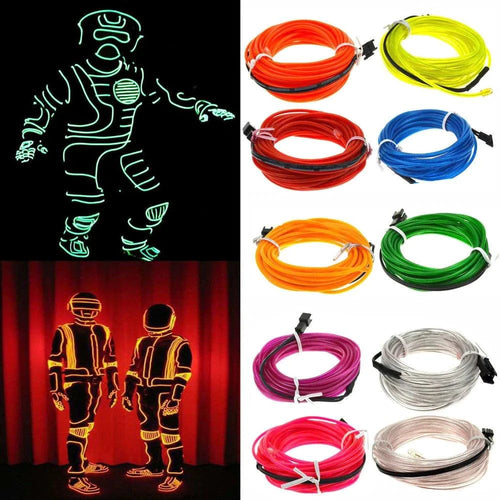 Mandotos glowing EL wire neon tube strings for decor with controller, illuminated colorful flexible neon lighting for party or room decoration