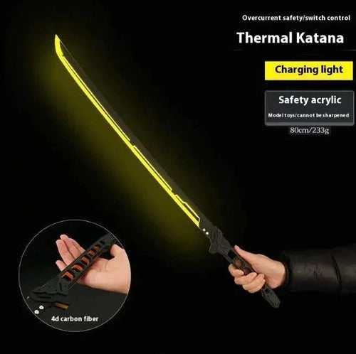 Mandotos glowing samurai play sword with illuminated blade and handle, perfect for kids' costume and pretend play.