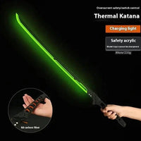 Mandotos glowing samurai play sword with vibrant LED lights and detailed blade for kids' pretend sword fighting games.