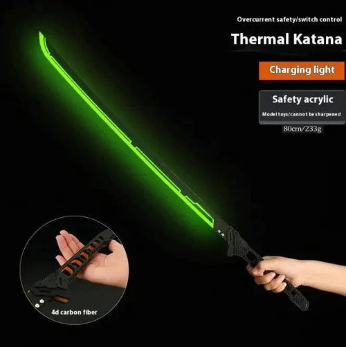 Mandotos glowing samurai play sword with vibrant LED lights and detailed blade for kids' pretend sword fighting games.