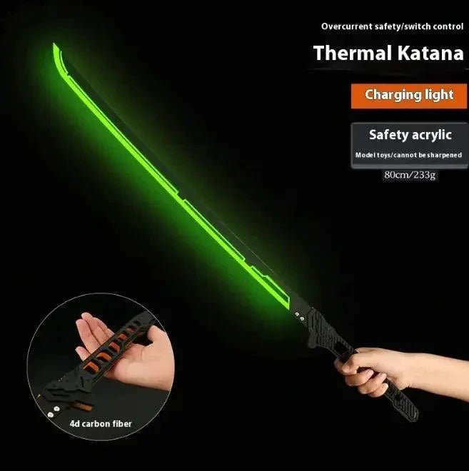 Mandotos glowing samurai play sword with vibrant LED lights and detailed blade for kids' pretend sword fighting games.