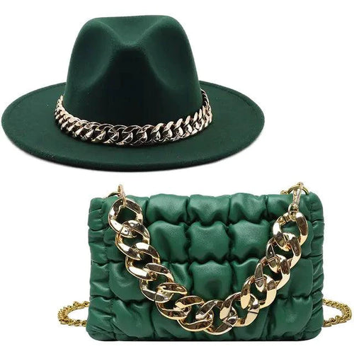 Mandotos Gold Chain Fedora luxury hat featuring a stylish gold chain detail and classic fedora design.