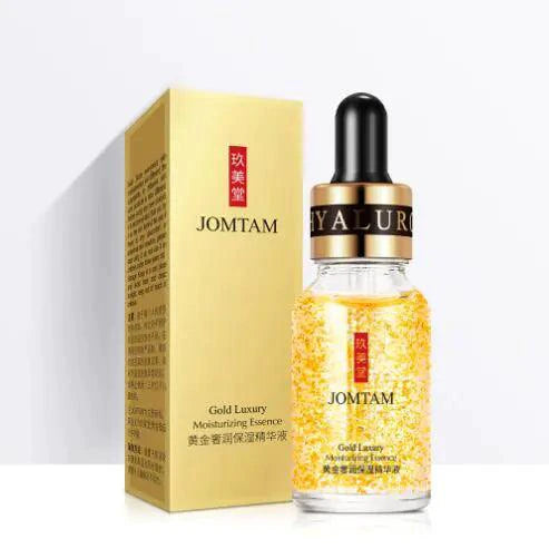 Mandotos Gold Essence Hyaluronic Serum in a sleek dropper bottle, showcasing its luxurious gold-infused skincare formula.