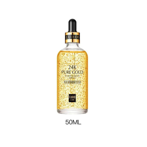 Mandotos Gold Essence Hyaluronic Serum in a sleek glass bottle with a dropper for skincare hydration and glow.