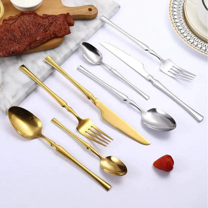 Mandotos Gold Glamour 30-piece dinner set with elegant gold accents, includes plates, bowls, and mugs for stylish dining.