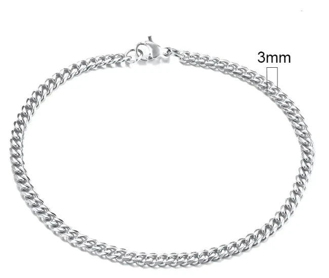 Gold-tone stainless steel Cuban bracelet with 3-11mm links, stylish men's jewelry by MANDOTOS