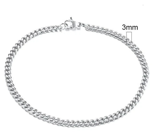 Gold-tone stainless steel Cuban bracelet with 3-11mm links, stylish men's jewelry by MANDOTOS
