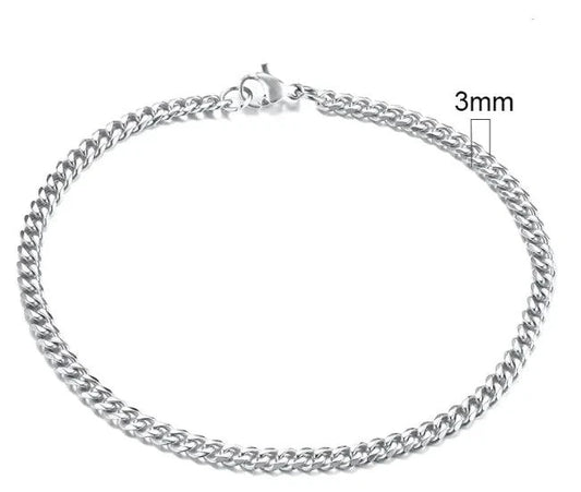 Gold-tone stainless steel Cuban bracelet with 3-11mm links, stylish men's jewelry by MANDOTOS