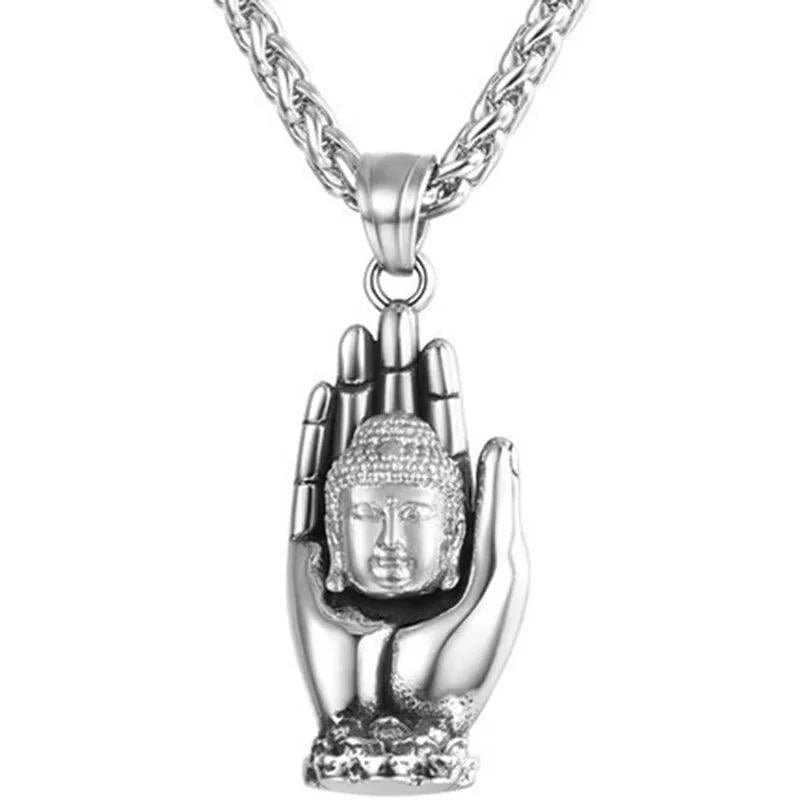 Golden Buddha pendant from MANDOTOS featuring intricate details and a polished finish, ideal for spiritual or stylish jewelry.