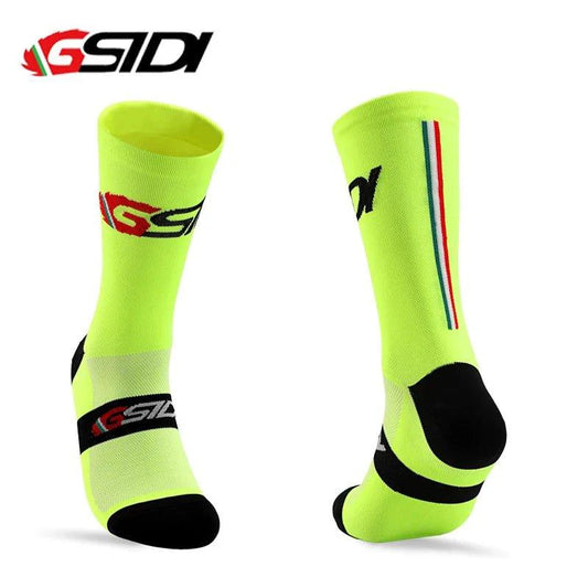 Mandotos Gsidi high-quality compression cycling socks for men and women, suitable for outdoor biking and running sports.