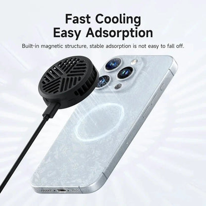 MANDOTOS Hagibis magnetic cell phone cooler, universal cooling fan for iPhone 16 Pro and Black Shark gaming phones, ideal for live streaming.