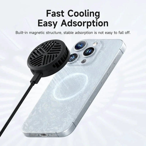 MANDOTOS Hagibis magnetic cell phone cooler, universal cooling fan for iPhone 16 Pro and Black Shark gaming phones, ideal for live streaming.