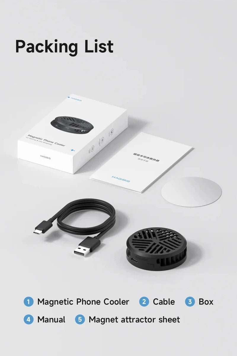 MANDOTOS Hagibis magnetic cell phone cooler, universal cooling fan for iPhone 16 Pro and Black Shark gaming phones, ideal for live streaming.