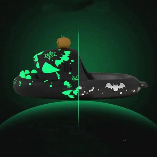 Mandotos luminous shark slippers for Halloween and Christmas, couple's non-slip house shoes for men and women, bathroom and home use