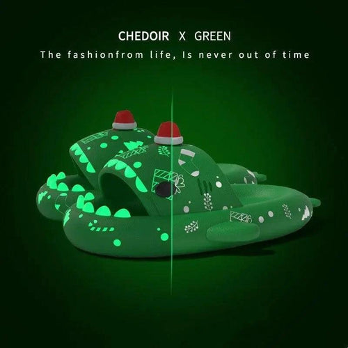Mandotos luminous shark slippers for Halloween and Christmas, couple’s non-slip house shoes for men and women, bathroom and home use