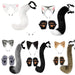 Mandotos Halloween fox tail and ears cosplay set with paw gloves, featuring realistic fox-themed costume accessories.