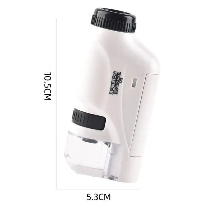 Mandotos handheld microscope kit with adjustable focus and LED light for detailed close-up viewing of small objects.