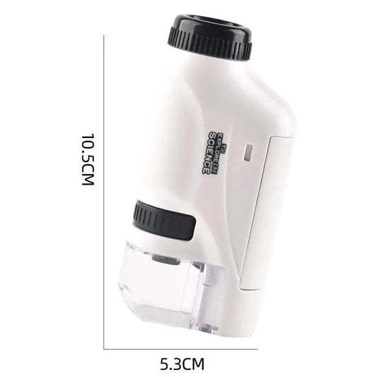 Mandotos handheld microscope kit with adjustable focus and LED light for detailed close-up viewing of small objects.
