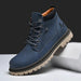 Mandotos handmade men's ankle winter leather boots with high-top design, outdoor hiking style, anti-slip sole, perfect for autumn.