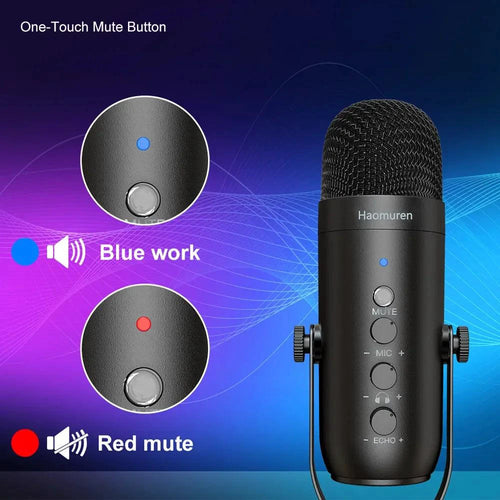 Mandotos Haomuren USB streaming podcast microphone kit with adjustable microphone, pop filter, and desktop stand for high-quality audio recording.