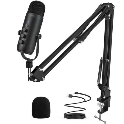 MANDOTOS Haomuren USB streaming podcast microphone kit with professional microphone, stand, and accessories for high-quality audio recording.