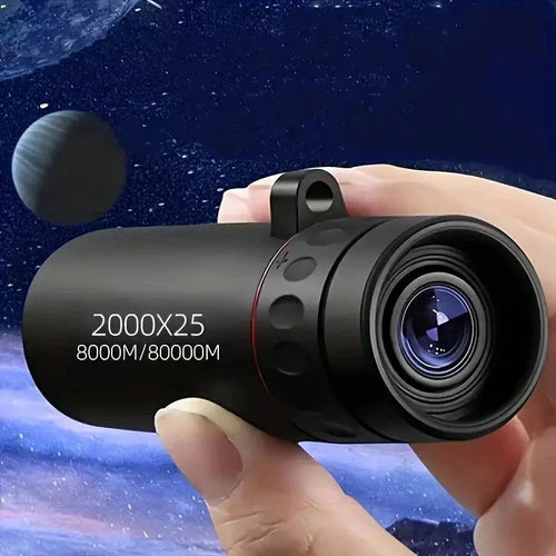 Mandotos HD Monocular Telescope 2000X25, compact and portable for outdoor activities with detailed view and ergonomic design.