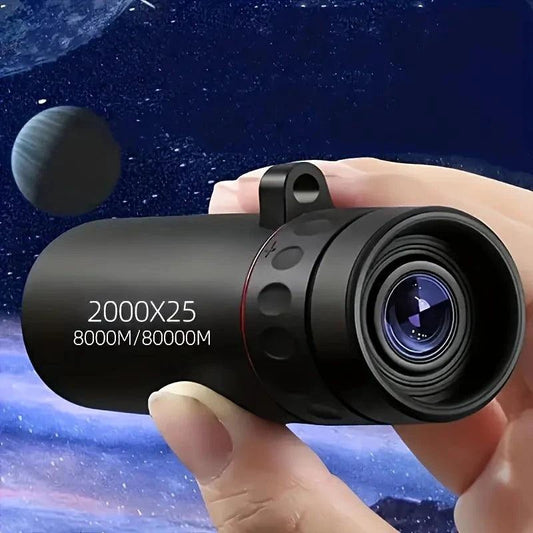 Mandotos HD Monocular Telescope 2000X25, compact and portable for outdoor activities with detailed view and ergonomic design.