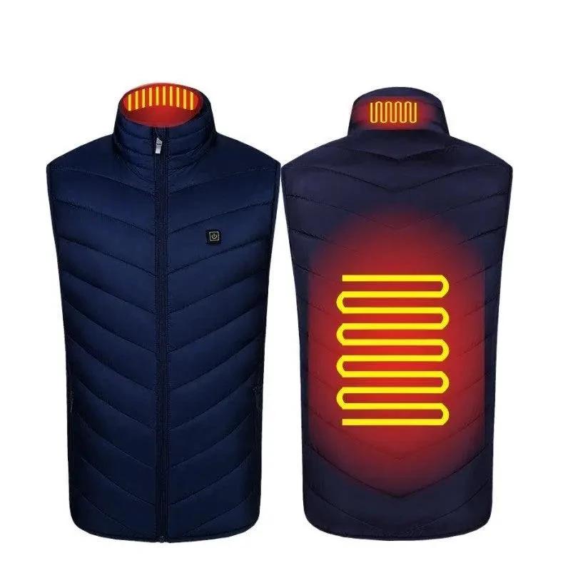 Mandotos heated washable USB charging electric winter vest worn by a person, showcasing the lightweight, warm winter clothing.