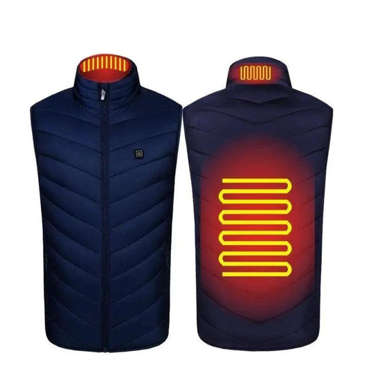 Mandotos heated washable USB charging electric winter vest worn by a person, showcasing the lightweight, warm winter clothing.