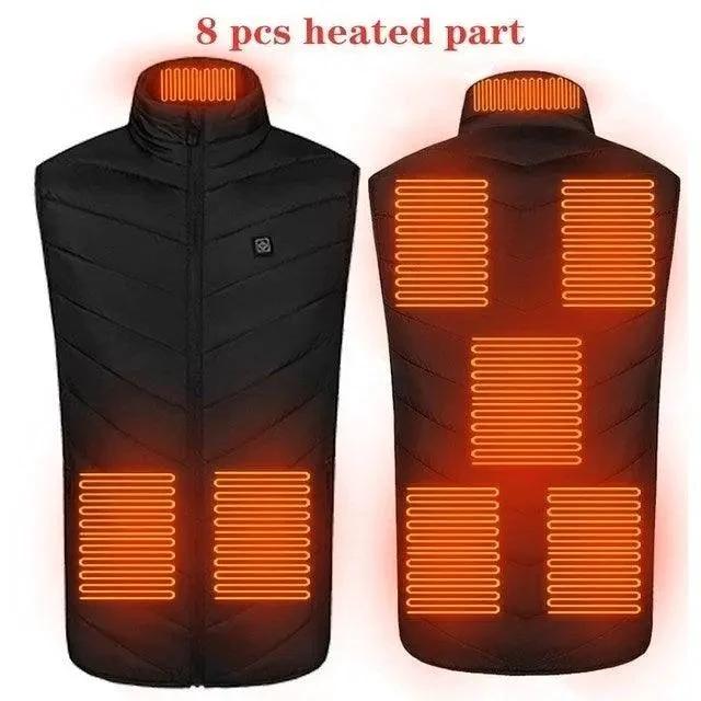 Mandotos heated washable USB charging electric winter vest with adjustable heating zones and winter clothing insulation.