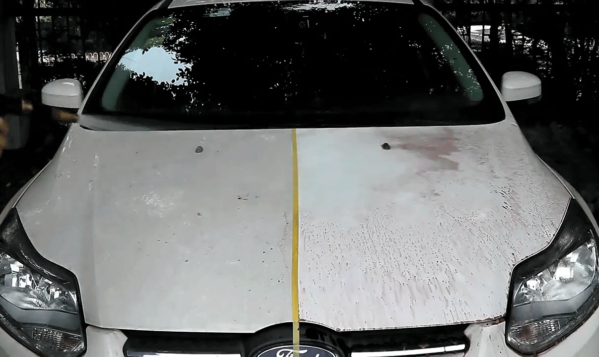 Mandotos HGKJ car paint and wheel iron particles remover spray cleaning auto rims and metal surfaces of rust and dust.