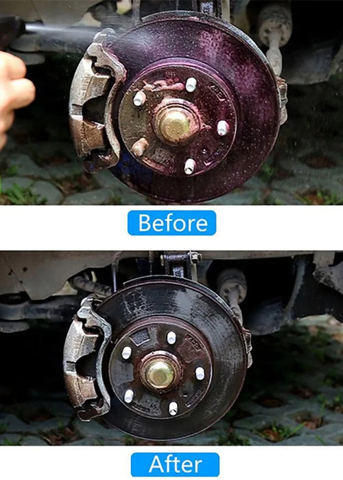 MANDOTOS HGKJ car paint and wheel iron particles remover spray cleaning rust and dust from metal surfaces and auto rims.