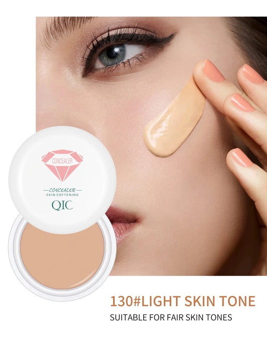 Mandotos high coverage concealer and BB cream for face makeup, showing a sleek tube with smooth, blended foundation and concealer on skin.
