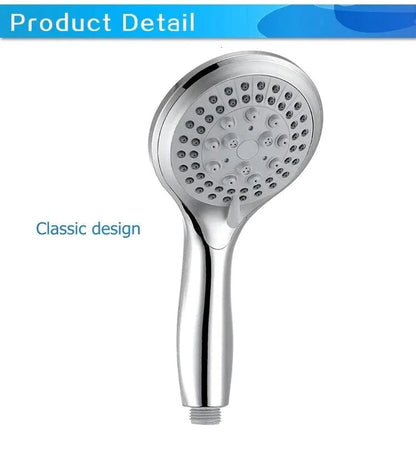 Mandotos high-pressure handheld shower with 5 modes and hose, showcasing the sleek showerhead and flexible hose for versatile use.