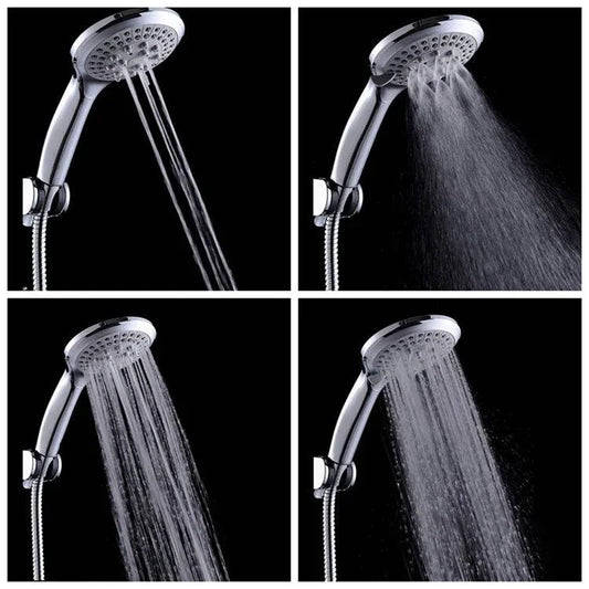 Mandotos high-pressure handheld shower with 5 modes and hose for versatile, powerful water flow in modern bathroom setups.