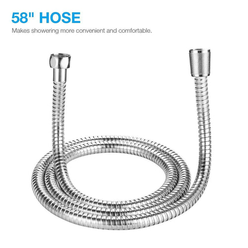 Mandotos high-pressure handheld shower with 5 modes and hose for versatile, powerful water flow in bathroom.