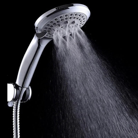 Mandotos high-pressure handheld shower with five spray modes and flexible hose for versatile bathroom use.