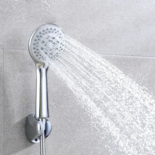 MANDOTOS high-pressure 5-mode handheld shower with hose showing adjustable spray options and ergonomic handle.