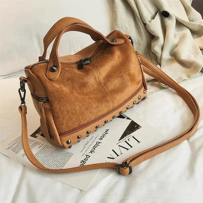 High-quality big casual tote shoulder bag for women by MANDOTOS, soft fabric with spacious design and sturdy handles.